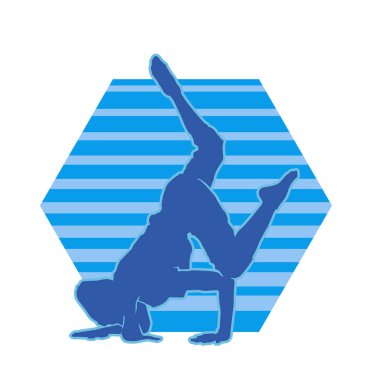 Hareketli bir kadın dansçının silueti. Dans eden zayıf bir kadının silueti..