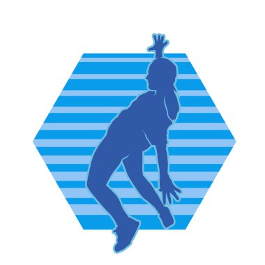 Hareketli bir kadın dansçının silueti. Dans eden zayıf bir kadının silueti..