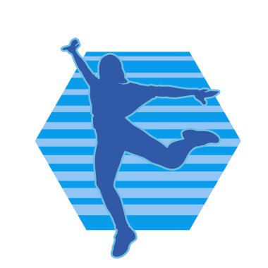 Hareketli bir kadın dansçının silueti. Dans eden zayıf bir kadının silueti..