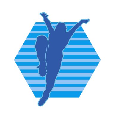 Hareketli bir kadın dansçının silueti. Dans eden zayıf bir kadının silueti..