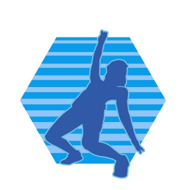 Hareketli bir kadın dansçının silueti. Dans eden zayıf bir kadının silueti..