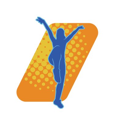 Hareketli bir kadın dansçının silueti. Dans eden zayıf bir kadının silueti..