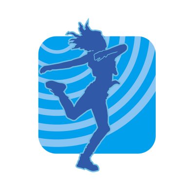 Hareketli bir kadın dansçının silueti. Dans eden zayıf bir kadının silueti..