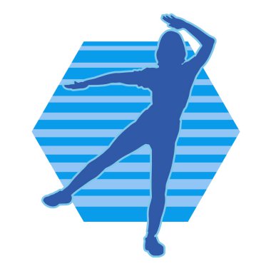 Hareketli bir kadın dansçının silueti. Dans eden zayıf bir kadının silueti..