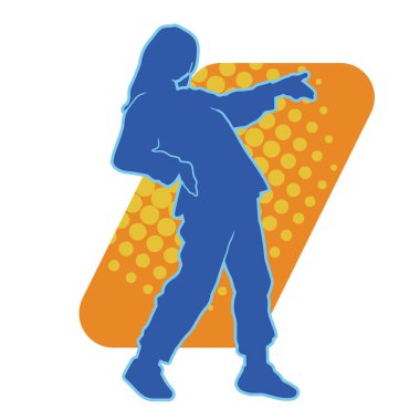 Hareketli bir kadın dansçının silueti. Dans eden zayıf bir kadının silueti..