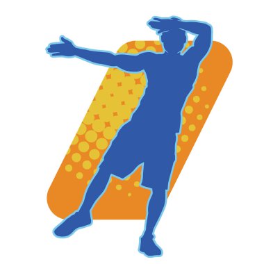 Hareket halindeki bir erkek dansçının silueti. Dans eden zayıf bir adamın silueti..