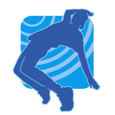 Hareket halindeki bir erkek dansçının silueti. Dans eden zayıf bir adamın silueti..