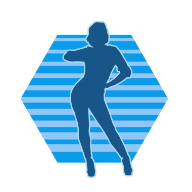 Hareketli bir kadın dansçının silueti. Dans eden zayıf bir kadının silueti..