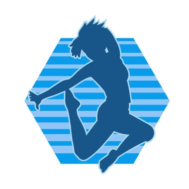 Hareketli bir kadın dansçının silueti. Dans eden zayıf bir kadının silueti..