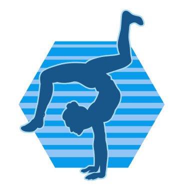 Hareketli bir kadın balerin silueti. Dans eden balerin kızın silueti..