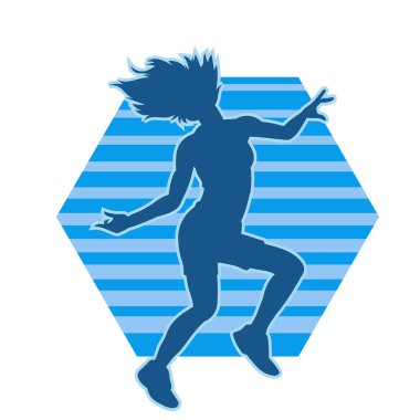 Hareketli bir kadın dansçının silueti. Dans eden zayıf bir kadının silueti..