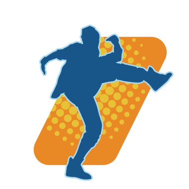 Hareketli bir kadın dansçının silueti. Dans eden zayıf bir kadının silueti..