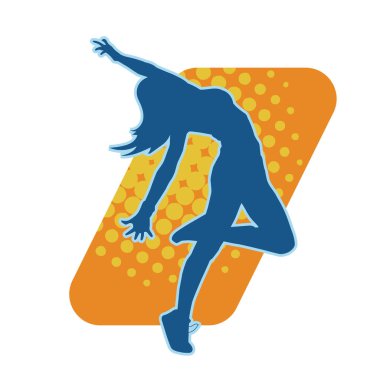 Hareketli bir kadın dansçının silueti. Dans eden zayıf bir kadının silueti..