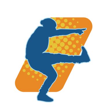 Hareket halindeki bir erkek dansçının silueti. Dans eden zayıf bir adamın silueti..