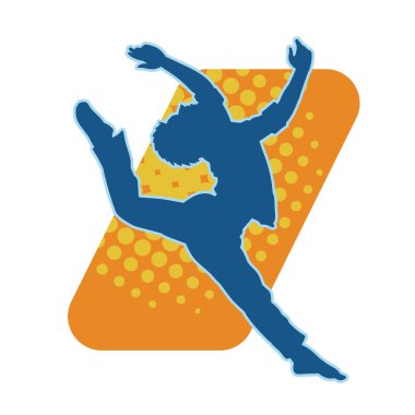 Hareket halindeki bir erkek dansçının silueti. Dans eden zayıf bir adamın silueti..