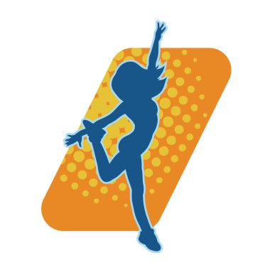 Hareketli bir kadın dansçının silueti. Dans eden zayıf bir kadının silueti..