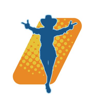 Kovboy kostümü giymiş bir kadın modelin silueti. Poz vermiş bir kovboy kızın silueti..