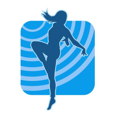 Hareketli bir kadın dansçının silueti. Dans eden zayıf bir kadının silueti..