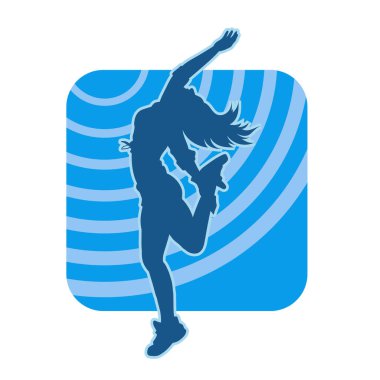 Hareketli bir kadın dansçının silueti. Dans eden zayıf bir kadının silueti..