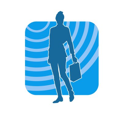 Sıska genç bir kadının silüeti alışveriş torbaları taşıyor..