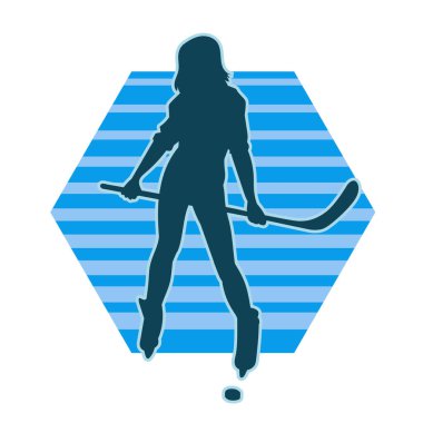 Kadın bir hokey oyuncusunun silueti.