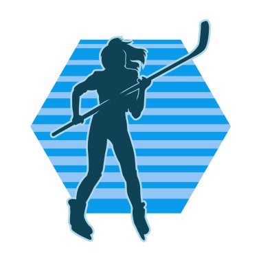 Kadın bir hokey oyuncusunun silueti.