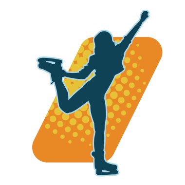 Buz pateni ayakkabısı üzerinde dans eden zayıf bir kadının silüeti..