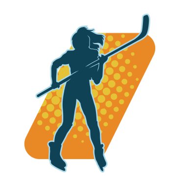 Kadın bir hokey oyuncusunun silueti.