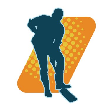 Bir erkek işçinin silüeti bir kürek aletiyle toprağı kazıyor..