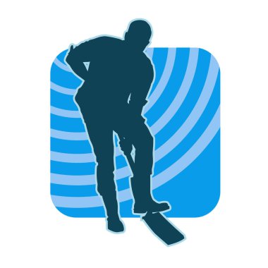 Bir erkek işçinin silüeti bir kürek aletiyle toprağı kazıyor..