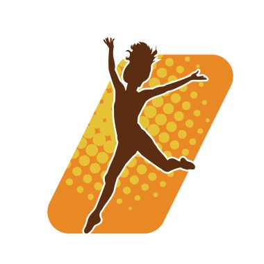 Hareketli bir kadın balerin silueti. Dans eden balerin kızın silueti..