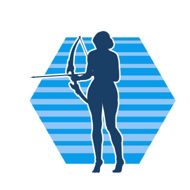 Dişi okçu bir dövüşçünün silueti ok ve yayla pozisyonunu alıyor..