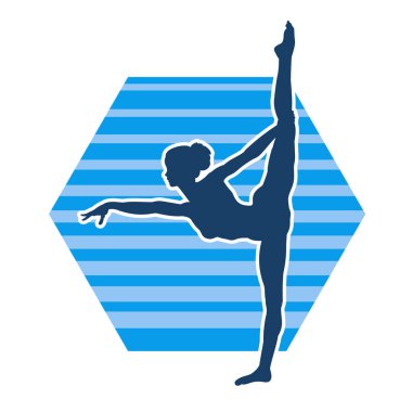 Hareketli bir kadın balerin silueti. Dans eden balerin kızın silueti..