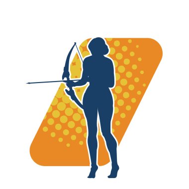 Dişi okçu bir dövüşçünün silueti ok ve yayla pozisyonunu alıyor..