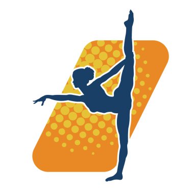 Hareketli bir kadın balerin silueti. Dans eden balerin kızın silueti..