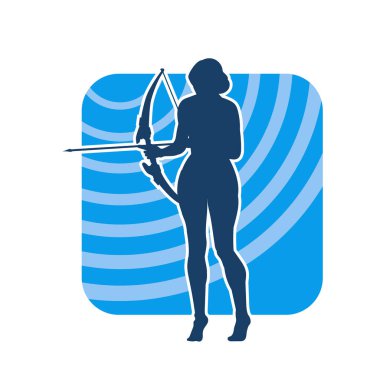 Dişi okçu bir dövüşçünün silueti ok ve yayla pozisyonunu alıyor..