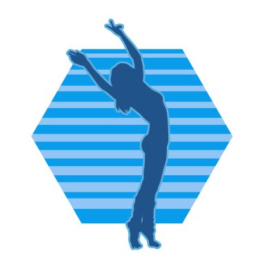 Aerobik yapan bir kadının silüeti sağlıklı bir yaşam tarzı. Kadın dansçının silueti..