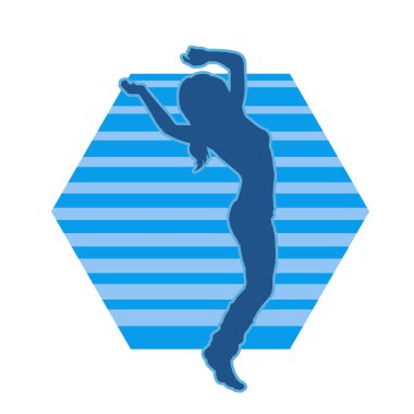 Aerobik yapan bir kadının silüeti sağlıklı bir yaşam tarzı. Kadın dansçının silueti..