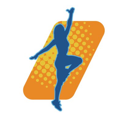 Aerobik yapan bir kadının silüeti sağlıklı bir yaşam tarzı. Kadın dansçının silueti..