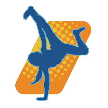 Dansçı kadın pozu silueti. Amuda kalkarak break dans yapan gençlerin silueti..