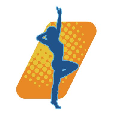 Aerobik yapan bir kadının silüeti sağlıklı bir yaşam tarzı. Kadın dansçının silueti..