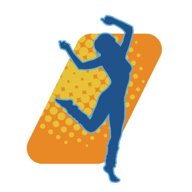 Aerobik yapan bir kadının silüeti sağlıklı bir yaşam tarzı. Kadın dansçının silueti..