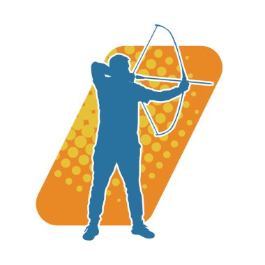 Erkek bir okçu atletinin silüeti. Ok ve yaylı bir okçunun silueti..