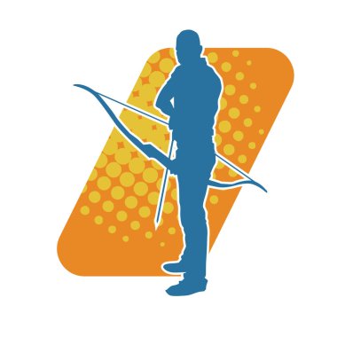 Erkek bir okçu atletinin silüeti. Ok ve yaylı bir okçunun silueti..