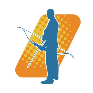 Erkek bir okçu atletinin silüeti. Ok ve yaylı bir okçunun silueti..