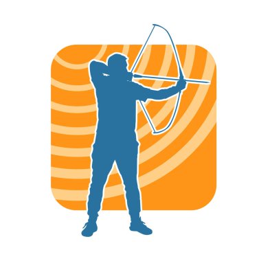 Erkek bir okçu atletinin silüeti. Ok ve yaylı bir okçunun silueti..