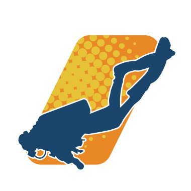 silhouette of a scuba diving male clipart