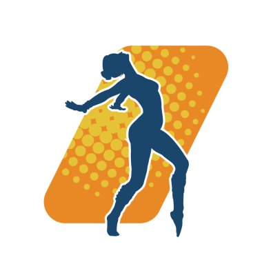 Zayıf kadın silueti dans ediyor ya da aerobik hareket yapıyor. Balerin silueti..