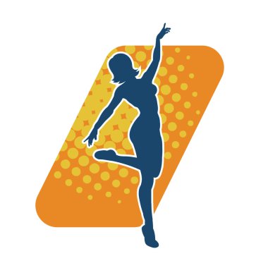 Zayıf kadın silueti dans ediyor ya da aerobik hareket yapıyor. Balerin silueti..