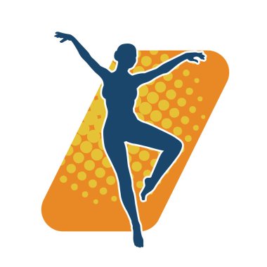 Zayıf kadın silueti dans ediyor ya da aerobik hareket yapıyor. Balerin silueti..